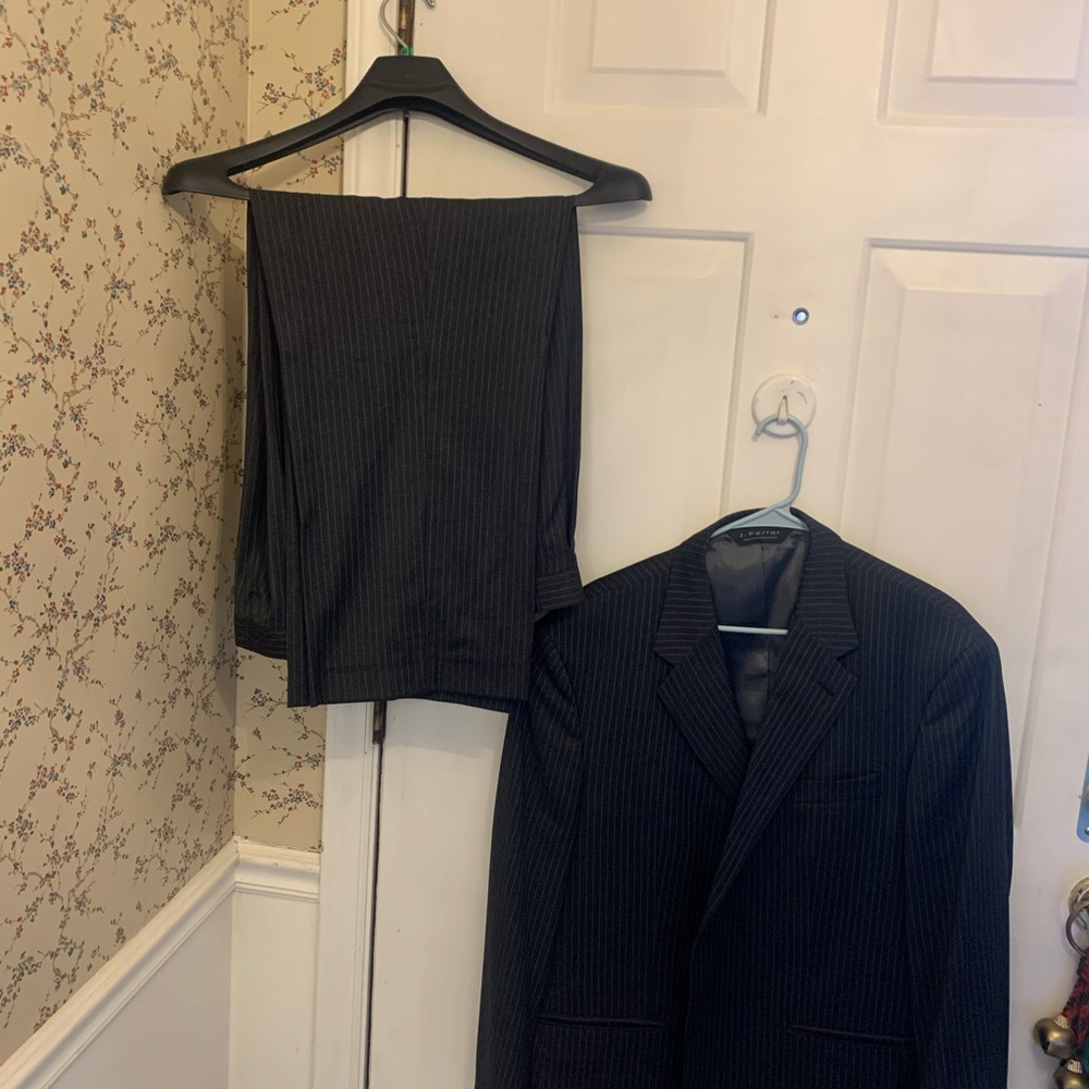 JF J.Ferrar Charcoal Pinstripe Men's Suit